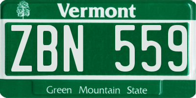 VT license plate ZBN559