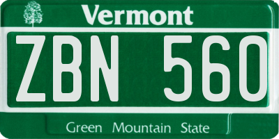 VT license plate ZBN560