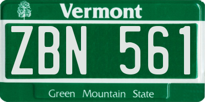 VT license plate ZBN561
