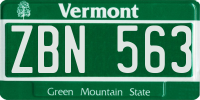 VT license plate ZBN563