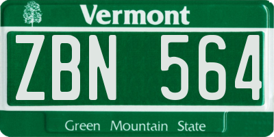 VT license plate ZBN564