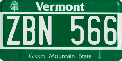 VT license plate ZBN566