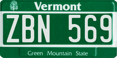 VT license plate ZBN569