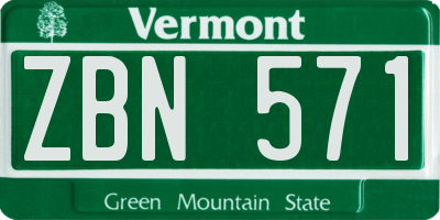 VT license plate ZBN571