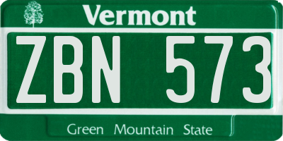 VT license plate ZBN573