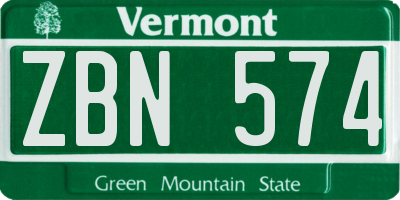 VT license plate ZBN574