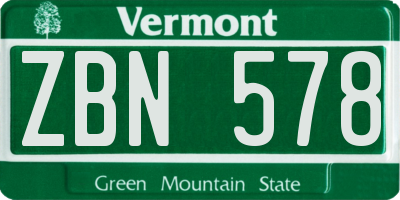 VT license plate ZBN578