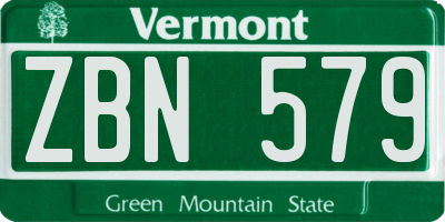 VT license plate ZBN579