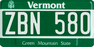 VT license plate ZBN580