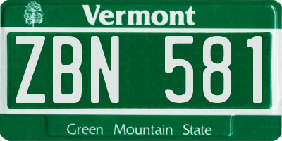 VT license plate ZBN581