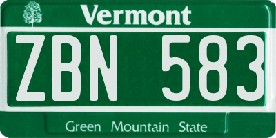 VT license plate ZBN583