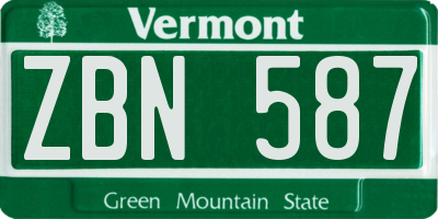 VT license plate ZBN587