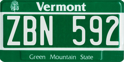 VT license plate ZBN592