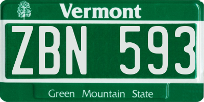 VT license plate ZBN593