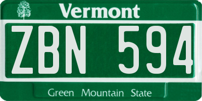 VT license plate ZBN594