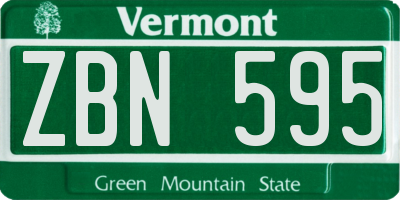 VT license plate ZBN595