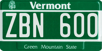 VT license plate ZBN600