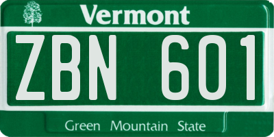 VT license plate ZBN601