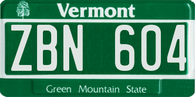 VT license plate ZBN604