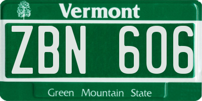 VT license plate ZBN606
