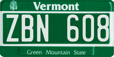 VT license plate ZBN608