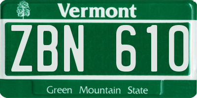 VT license plate ZBN610
