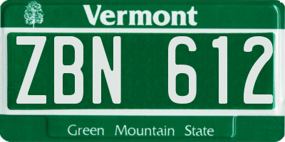 VT license plate ZBN612