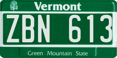 VT license plate ZBN613