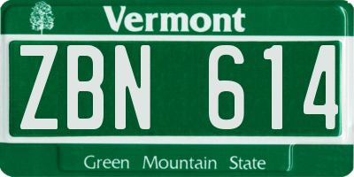 VT license plate ZBN614
