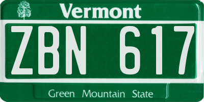 VT license plate ZBN617