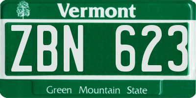 VT license plate ZBN623