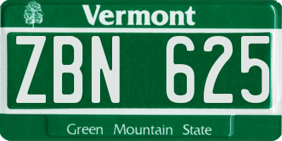 VT license plate ZBN625