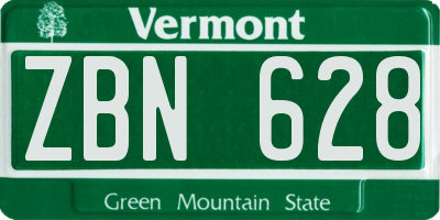 VT license plate ZBN628