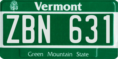 VT license plate ZBN631