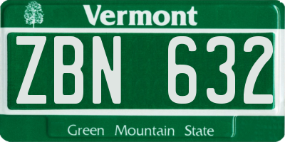 VT license plate ZBN632