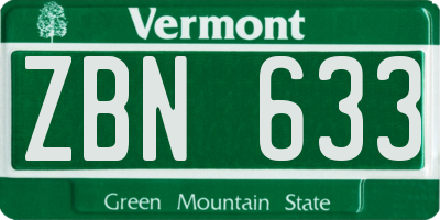 VT license plate ZBN633