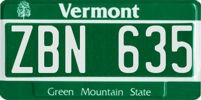 VT license plate ZBN635