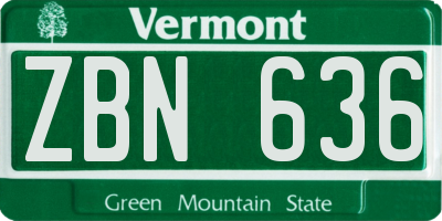 VT license plate ZBN636