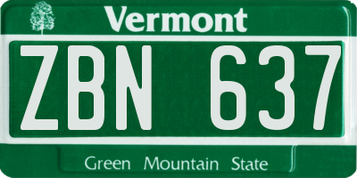 VT license plate ZBN637