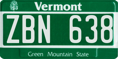 VT license plate ZBN638