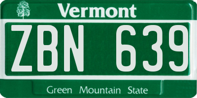 VT license plate ZBN639