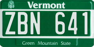 VT license plate ZBN641