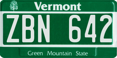 VT license plate ZBN642