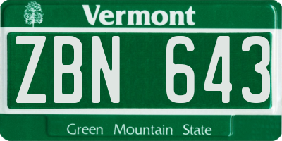 VT license plate ZBN643
