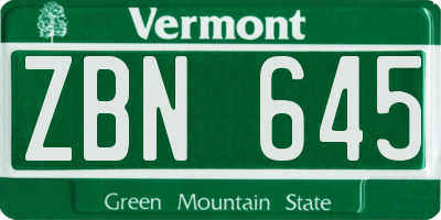 VT license plate ZBN645