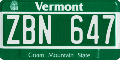 VT license plate ZBN647