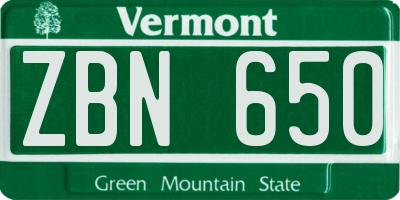 VT license plate ZBN650