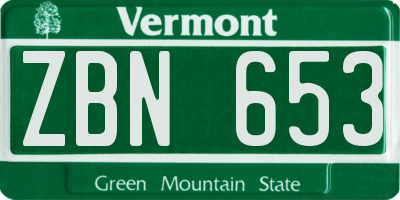 VT license plate ZBN653