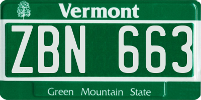 VT license plate ZBN663
