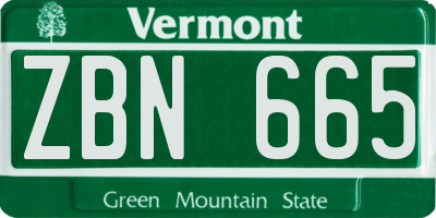 VT license plate ZBN665